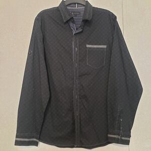 SMASH. LONG SLEEVE BUTTON UP SHIRT...BLACK-GRAY....SIZE:LARGE